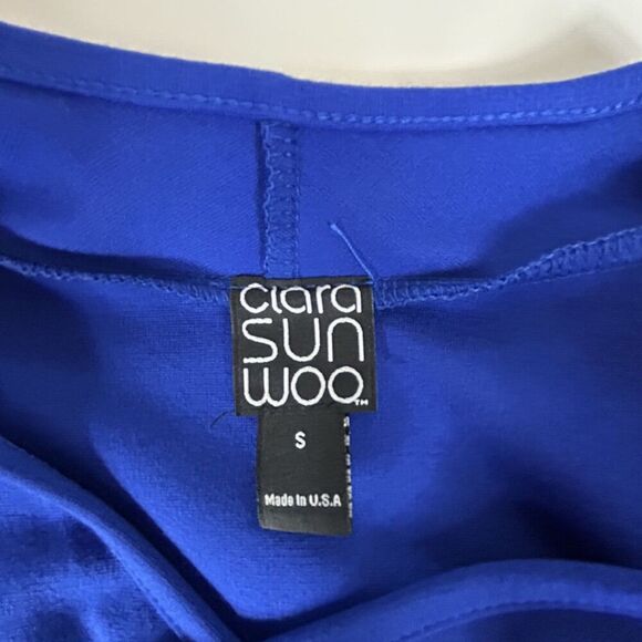 Clara Sun Woo Jacket Size S Royal Blue Drape Open Front Lagenlook Oversized - Picture 6 of 10